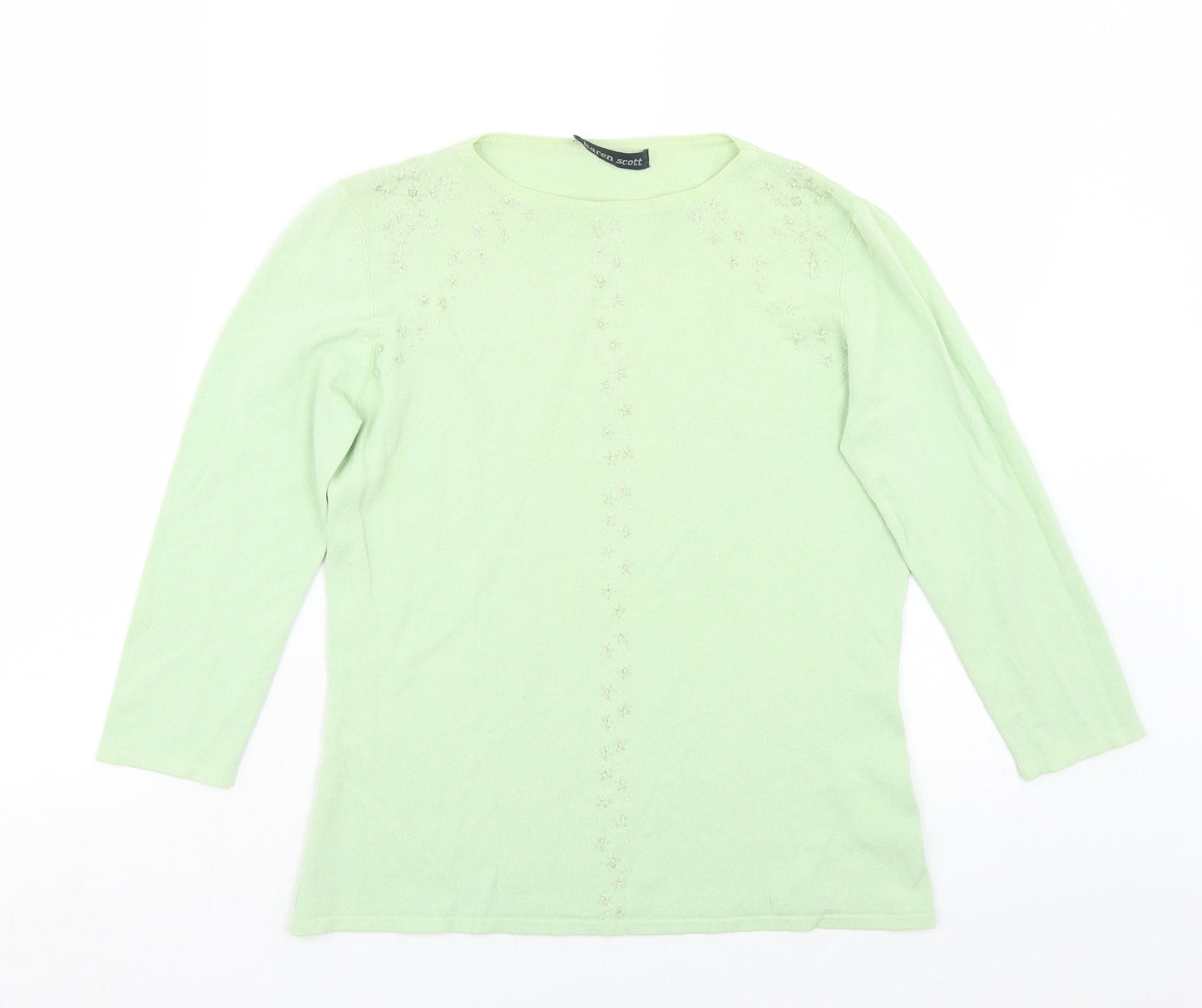 Womens UK Size S Karen Scott Green Basic T-Shirt