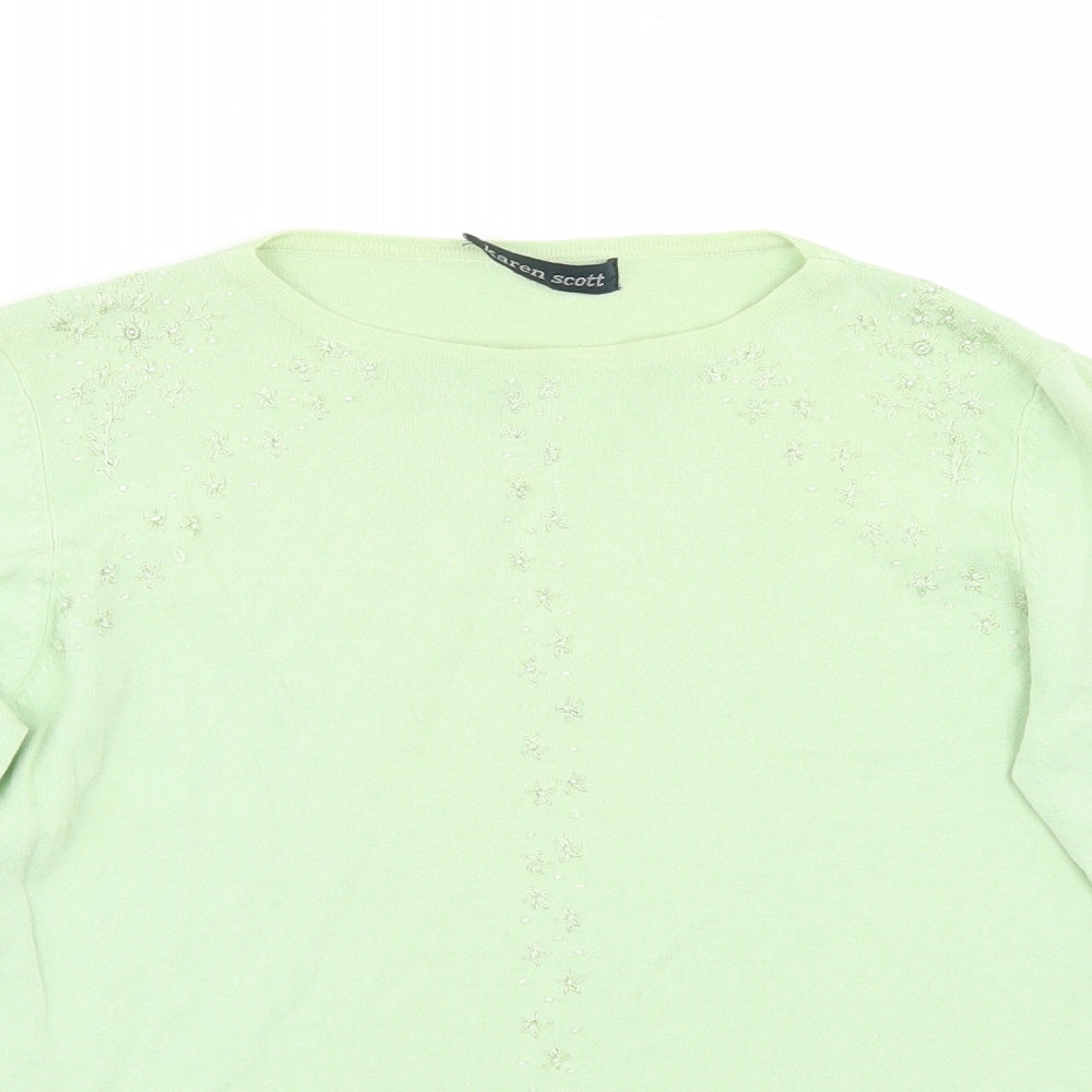 Womens UK Size S Karen Scott Green Basic T-Shirt