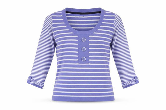 DAVID EMANUEL Womens Blue Striped  Pullover Jumper Size 10