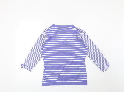 David Emanuel Womens Blue Striped  Pullover Jumper Size 10
