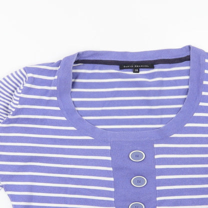 David Emanuel Womens Blue Striped  Pullover Jumper Size 10