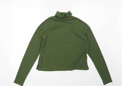 H&M Womens Green Striped  Pullover Sweatshirt Size S