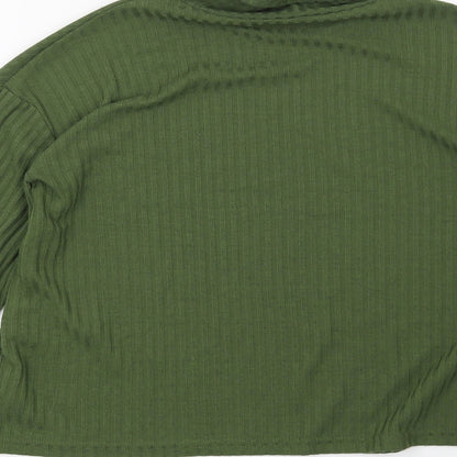 H&M Womens Green Striped  Pullover Sweatshirt Size S