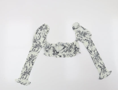 PRETTYLITTLETHING Womens White Geometric  Basic Blouse Size 8