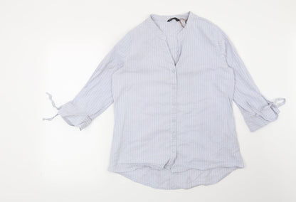 Womens UK Size L Preworn Blue Basic Button-Up