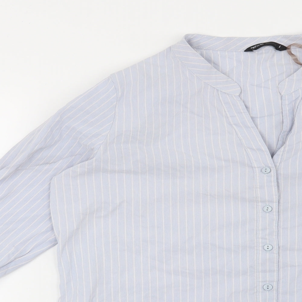 Womens UK Size L Preworn Blue Basic Button-Up