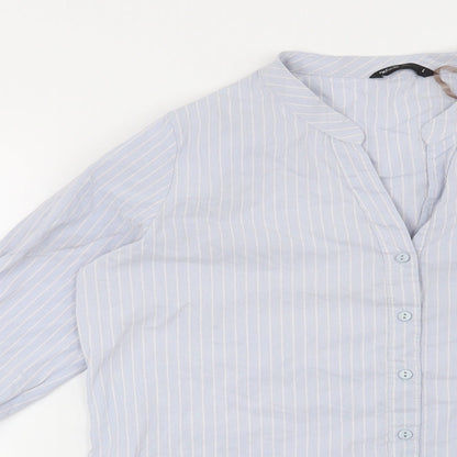 Womens UK Size L Preworn Blue Basic Button-Up