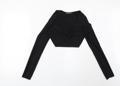 Womens UK Size 8 PRETTYLITTLETHING Black Basic Blouse