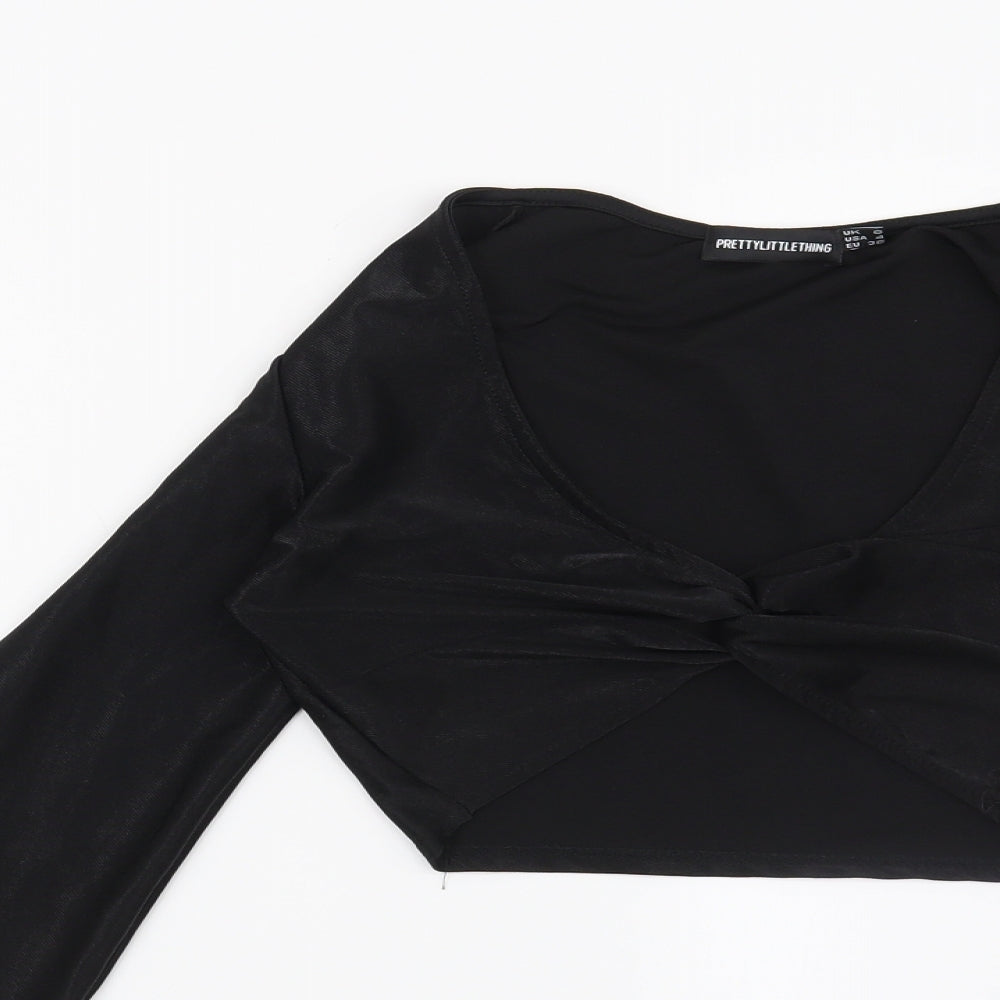 Womens UK Size 8 PRETTYLITTLETHING Black Basic Blouse