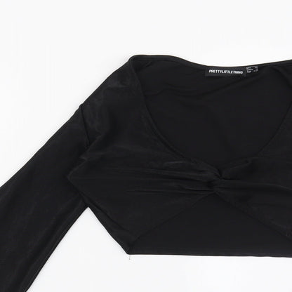 Womens UK Size 8 PRETTYLITTLETHING Black Basic Blouse
