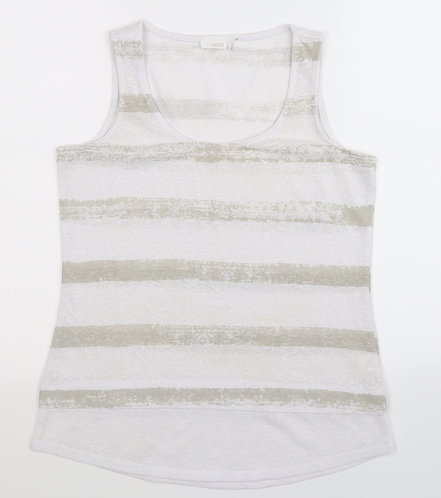 ecru Womens White Striped  Basic Tank Size S