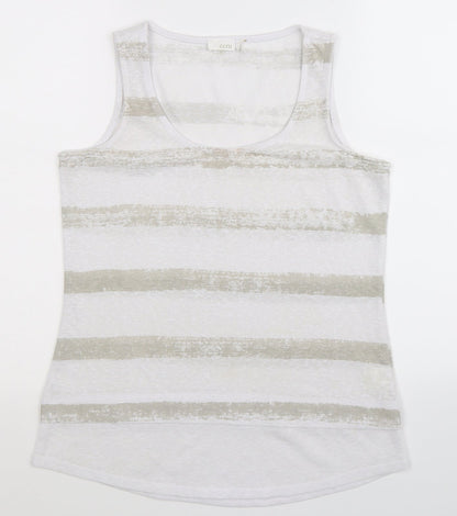 ecru Womens White Striped  Basic Tank Size S