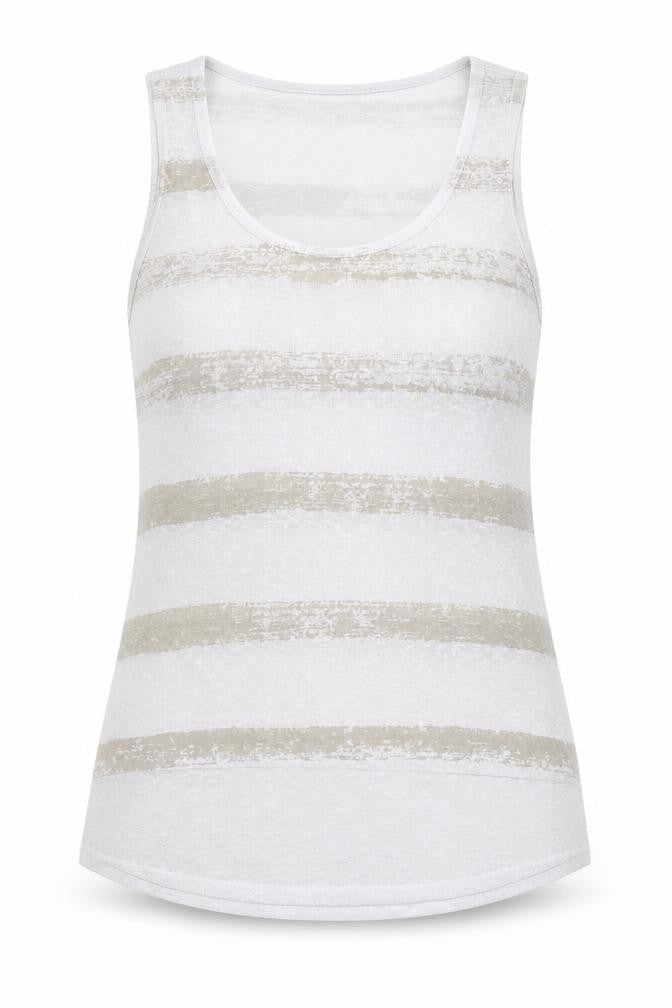 ecru Womens White Striped  Basic Tank Size S