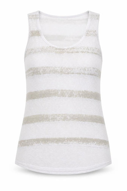 ecru Womens White Striped  Basic Tank Size S