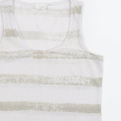 ecru Womens White Striped  Basic Tank Size S