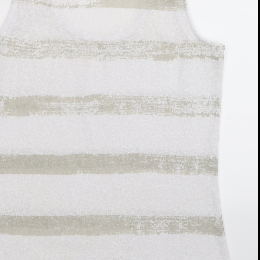 ecru Womens White Striped  Basic Tank Size S