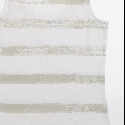 ecru Womens White Striped  Basic Tank Size S
