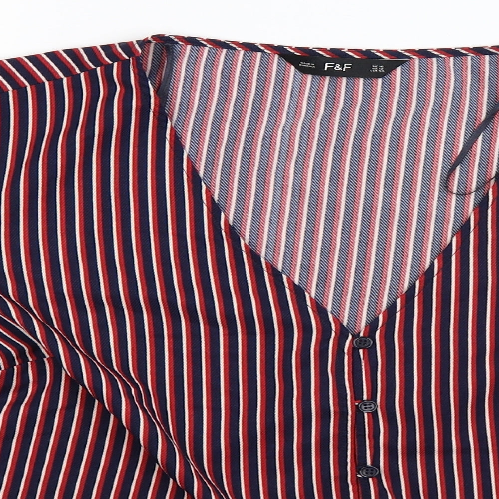F&F Womens Multicoloured Striped  Basic Button-Up Size 16