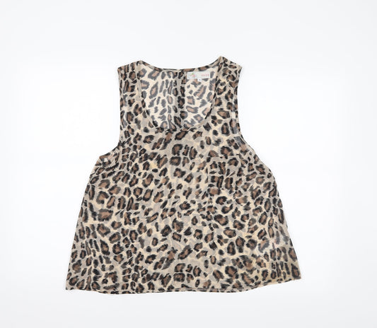 CAMEO ROSE Womens Brown Animal Print  Basic Tank Size 10