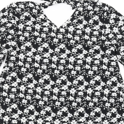 Papaya Womens Black Floral  Basic Blouse Size 14