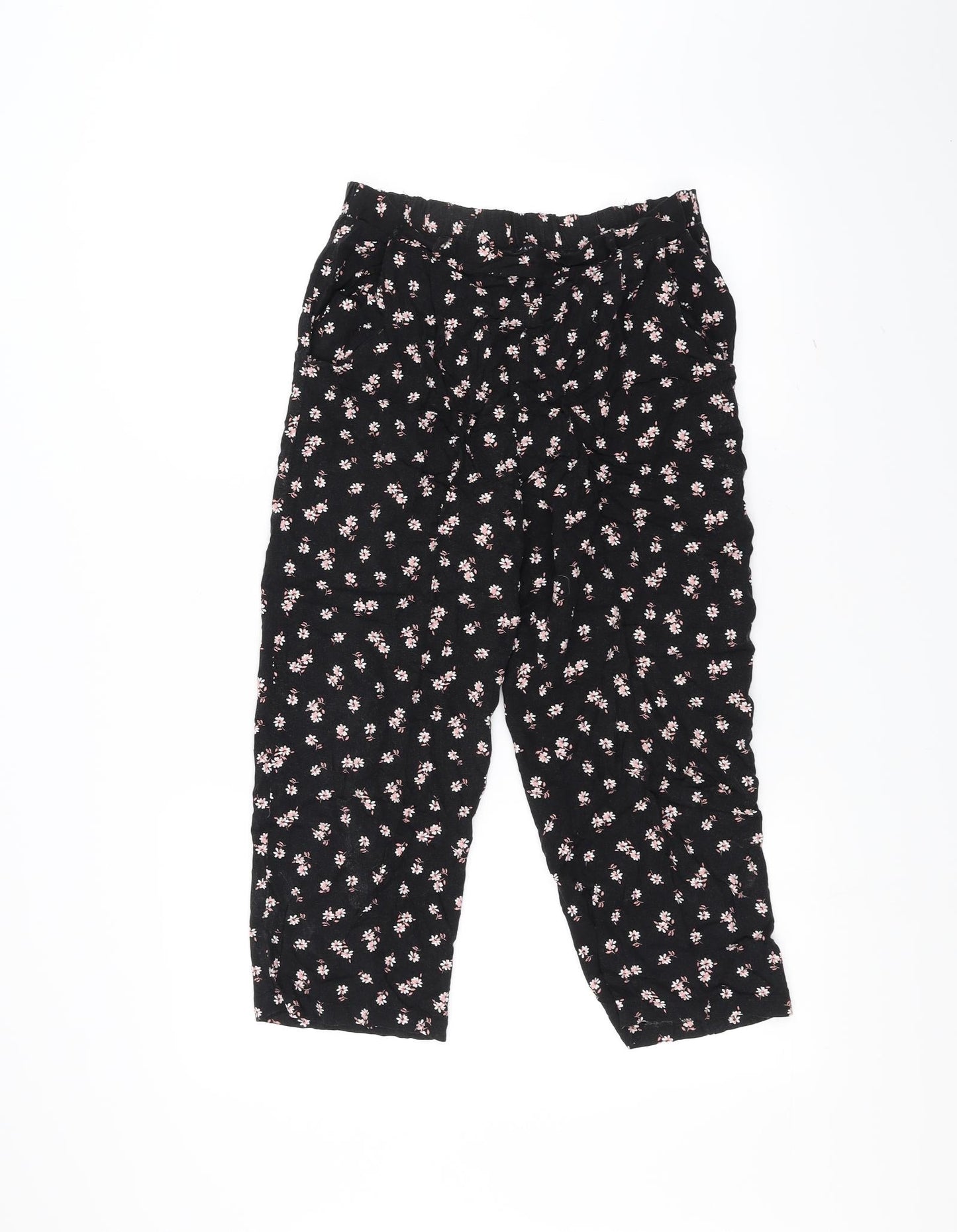 New Look Womens Black Floral  Trousers  Size 8 L20 in