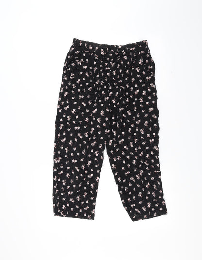 New Look Womens Black Floral  Trousers  Size 8 L20 in