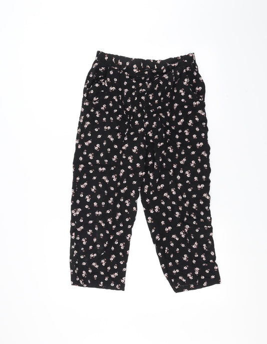 New Look Womens Black Floral  Trousers  Size 8 L20 in