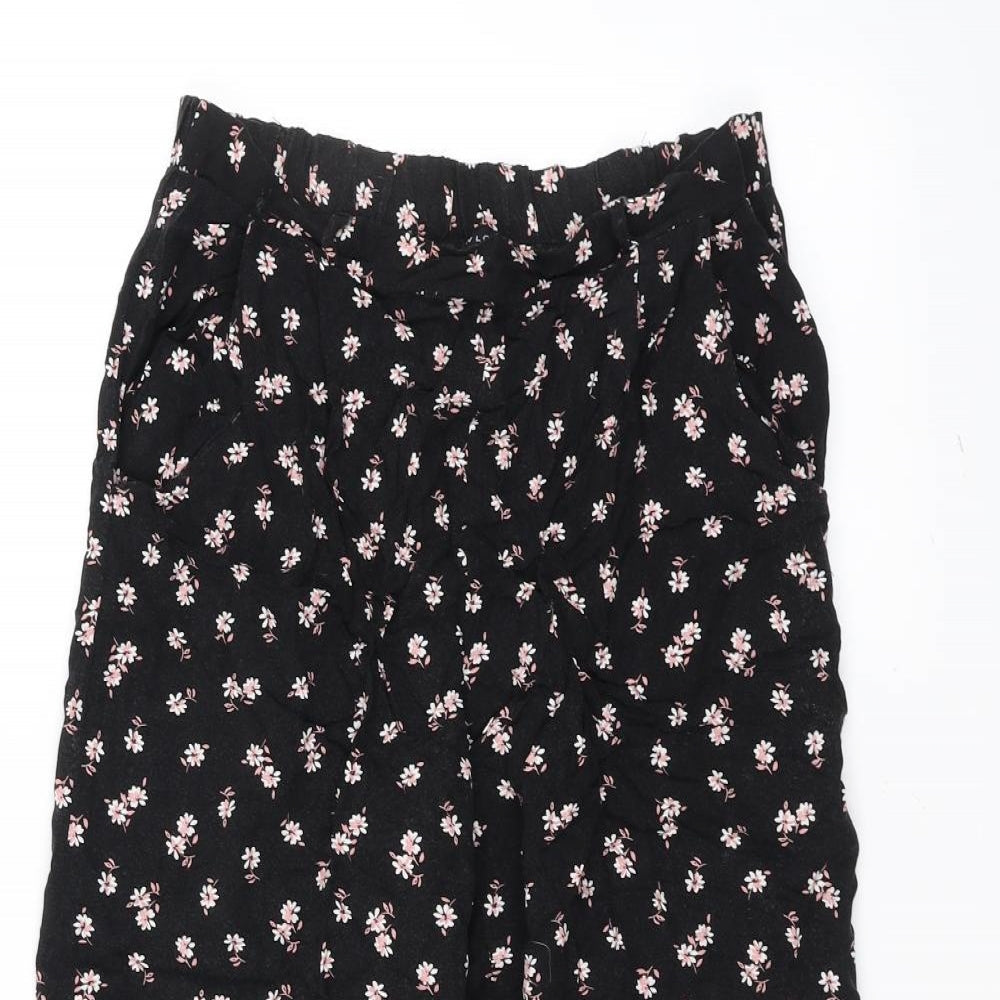 New Look Womens Black Floral  Trousers  Size 8 L20 in