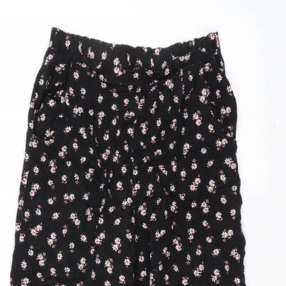 New Look Womens Black Floral  Trousers  Size 8 L20 in