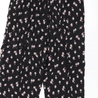 New Look Womens Black Floral  Trousers  Size 8 L20 in