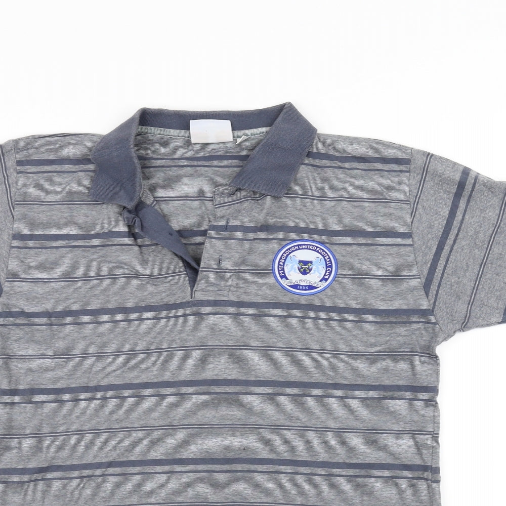 Preworn Mens Grey Striped   Polo Size S