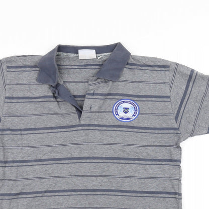 Preworn Mens Grey Striped   Polo Size S