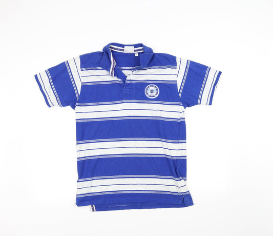 Peterborough United Mens Blue Striped   Polo Size M