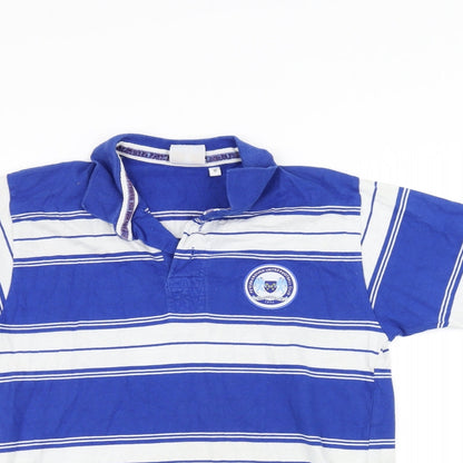 Peterborough United Mens Blue Striped   Polo Size M