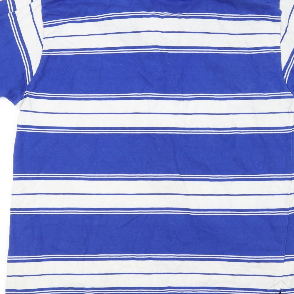 Peterborough United Mens Blue Striped   Polo Size M