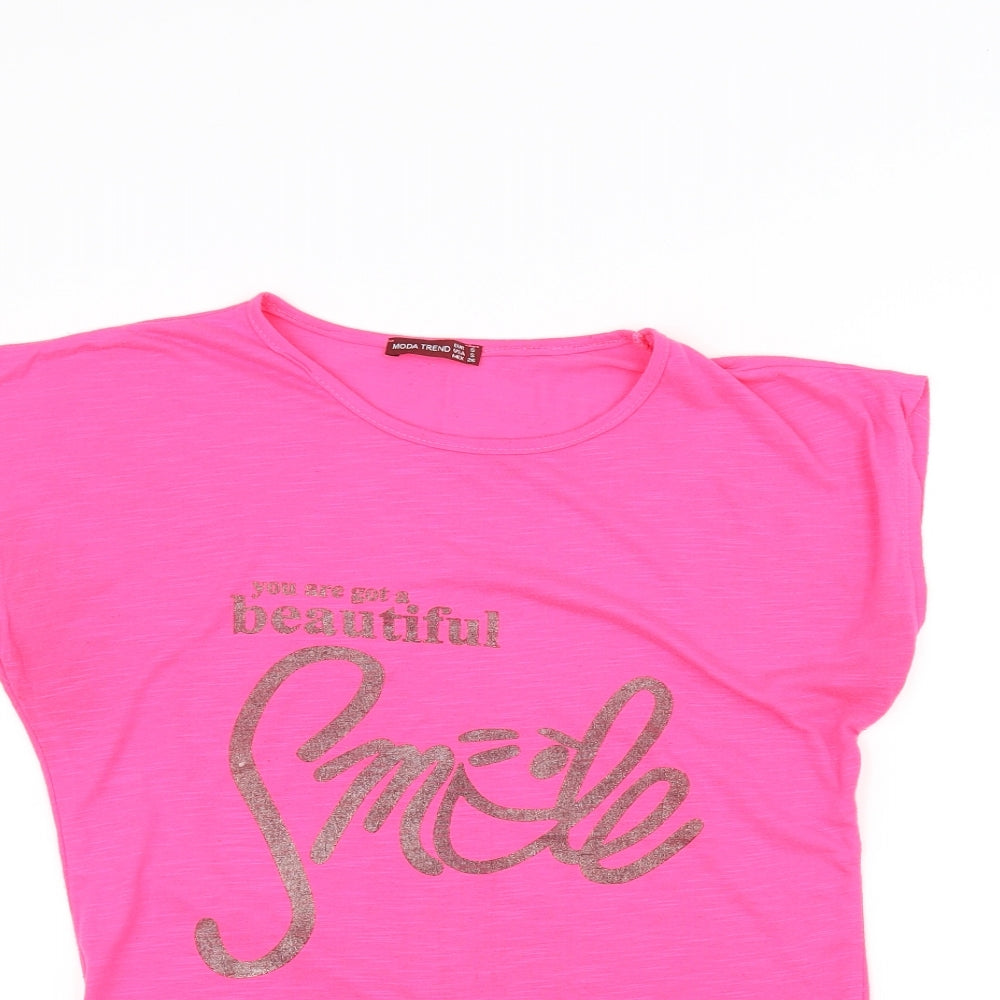 moda trend Womens Pink   Basic T-Shirt Size S