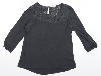 Womens UK Size M H&M Grey Basic Blouse