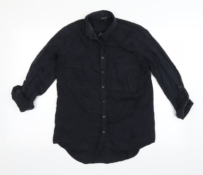 Womens UK Size 8 New Look Black Basic Button-Up