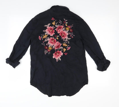 Womens UK Size 8 New Look Black Basic Button-Up