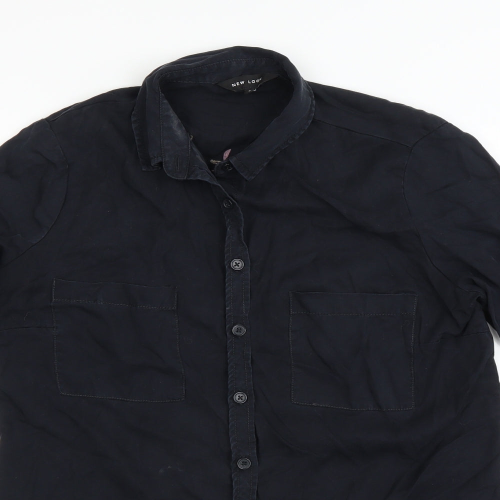 Womens UK Size 8 New Look Black Basic Button-Up