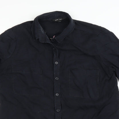 Womens UK Size 8 New Look Black Basic Button-Up