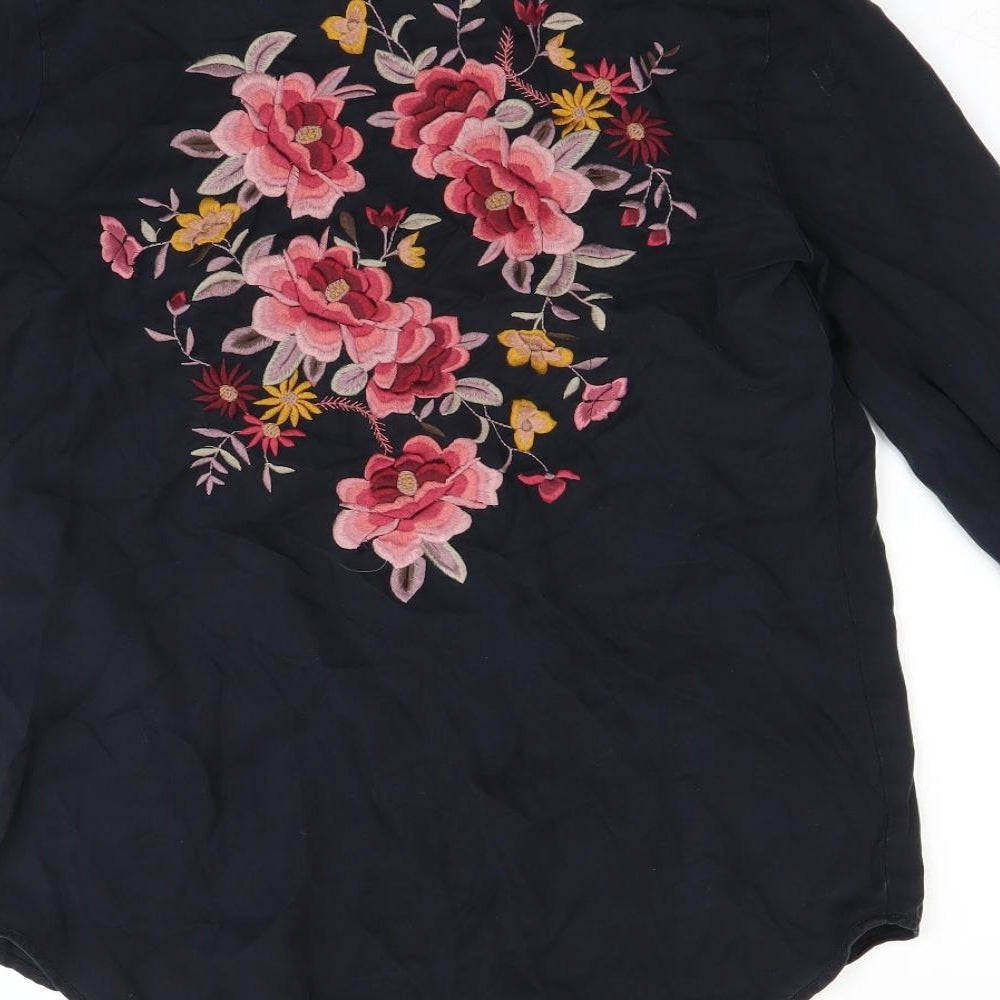 Womens UK Size 8 New Look Black Basic Button-Up