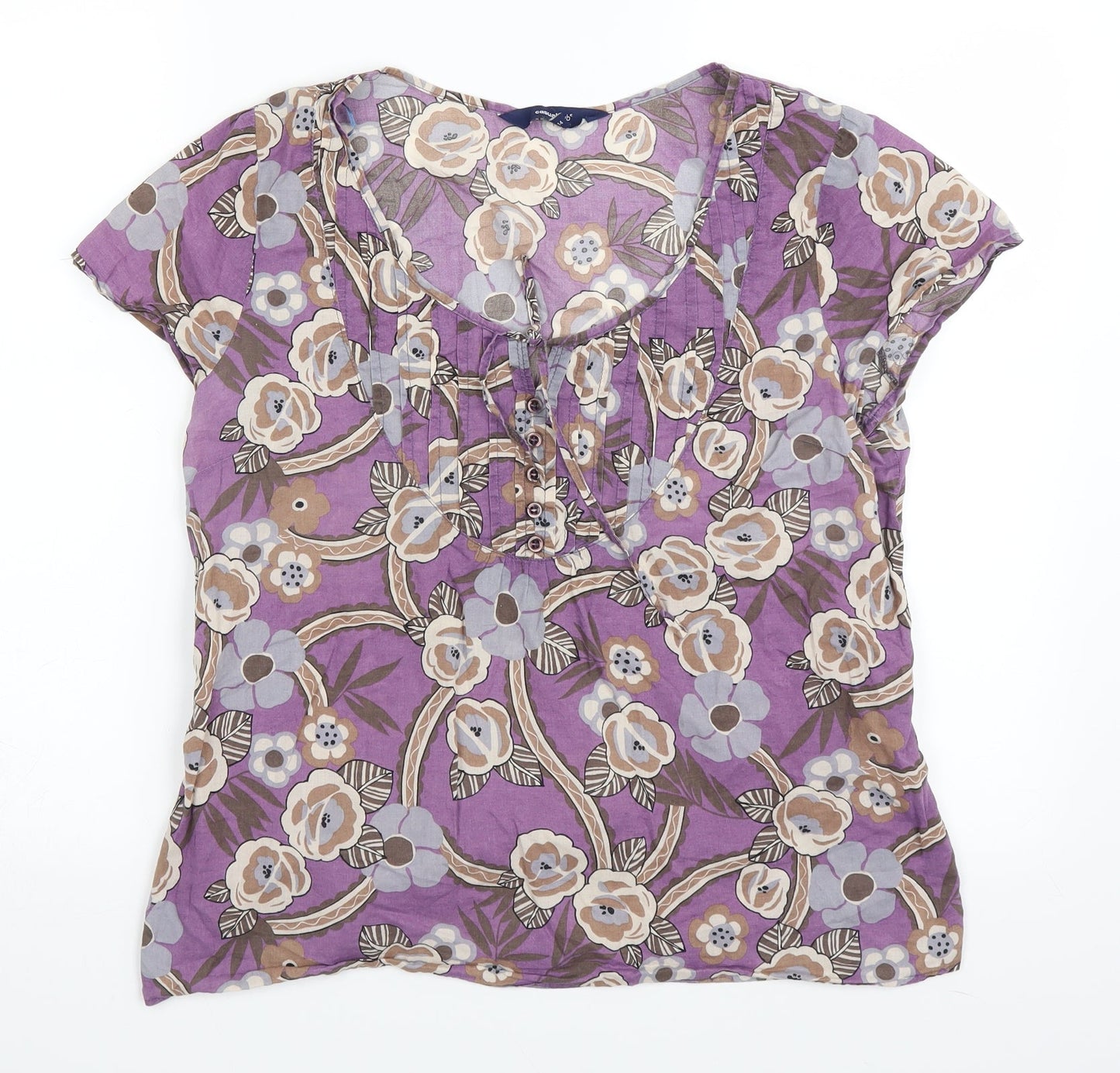 Womens UK Size 14 Casual Club Purple Basic Blouse