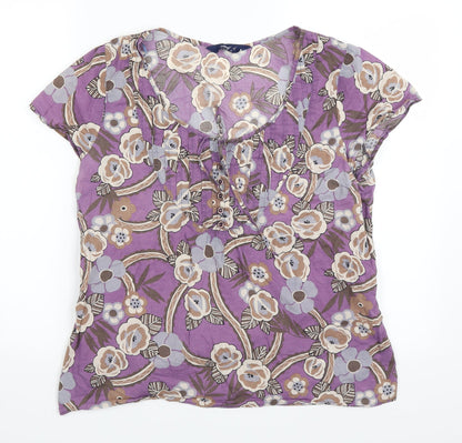 Womens UK Size 14 Casual Club Purple Basic Blouse