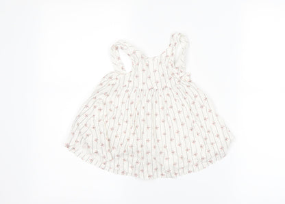 Marks and Spencer Girls White Striped  Pinafore/Dungaree Dress  Size 3-6 Months