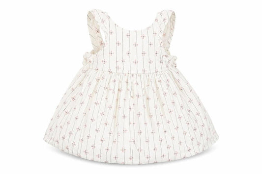 Marks and Spencer Girls White Striped  Pinafore/Dungaree Dress  Size 3-6 Months