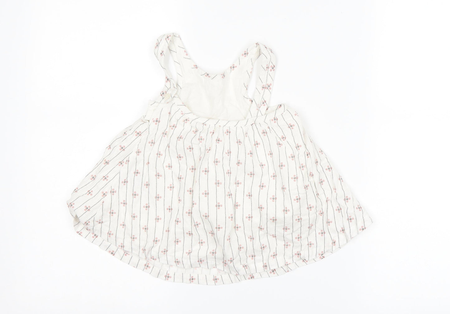 Marks and Spencer Girls White Striped  Pinafore/Dungaree Dress  Size 3-6 Months