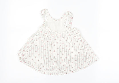 Marks and Spencer Girls White Striped  Pinafore/Dungaree Dress  Size 3-6 Months