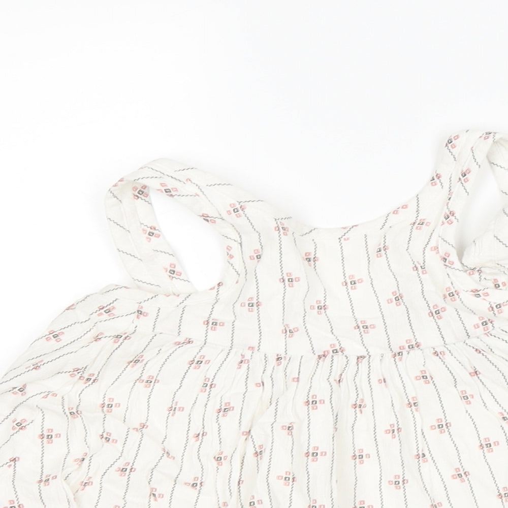 Marks and Spencer Girls White Striped  Pinafore/Dungaree Dress  Size 3-6 Months