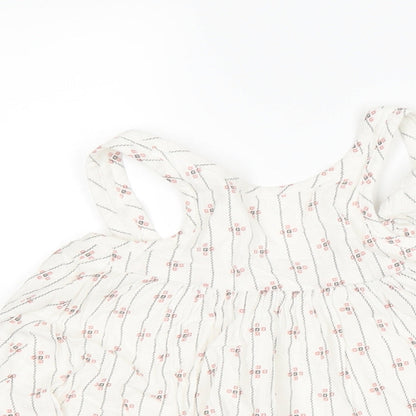 Marks and Spencer Girls White Striped  Pinafore/Dungaree Dress  Size 3-6 Months